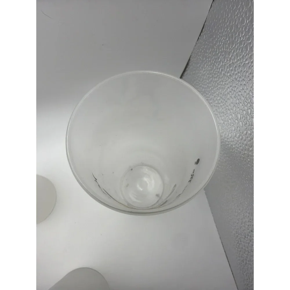 Vintage Frosted Glass Tumblers Hey Wait for Me Mid Century Modern Set of 5